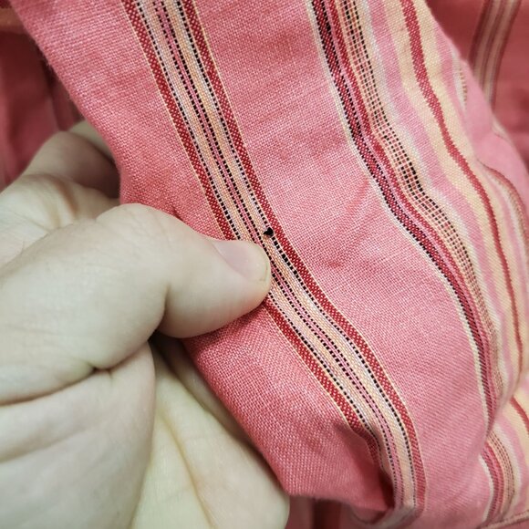 Valerie by Valerie Stevens Vintage Coral‎ Stripe Linen Long Sleeve Button Up M - Picture 8 of 9